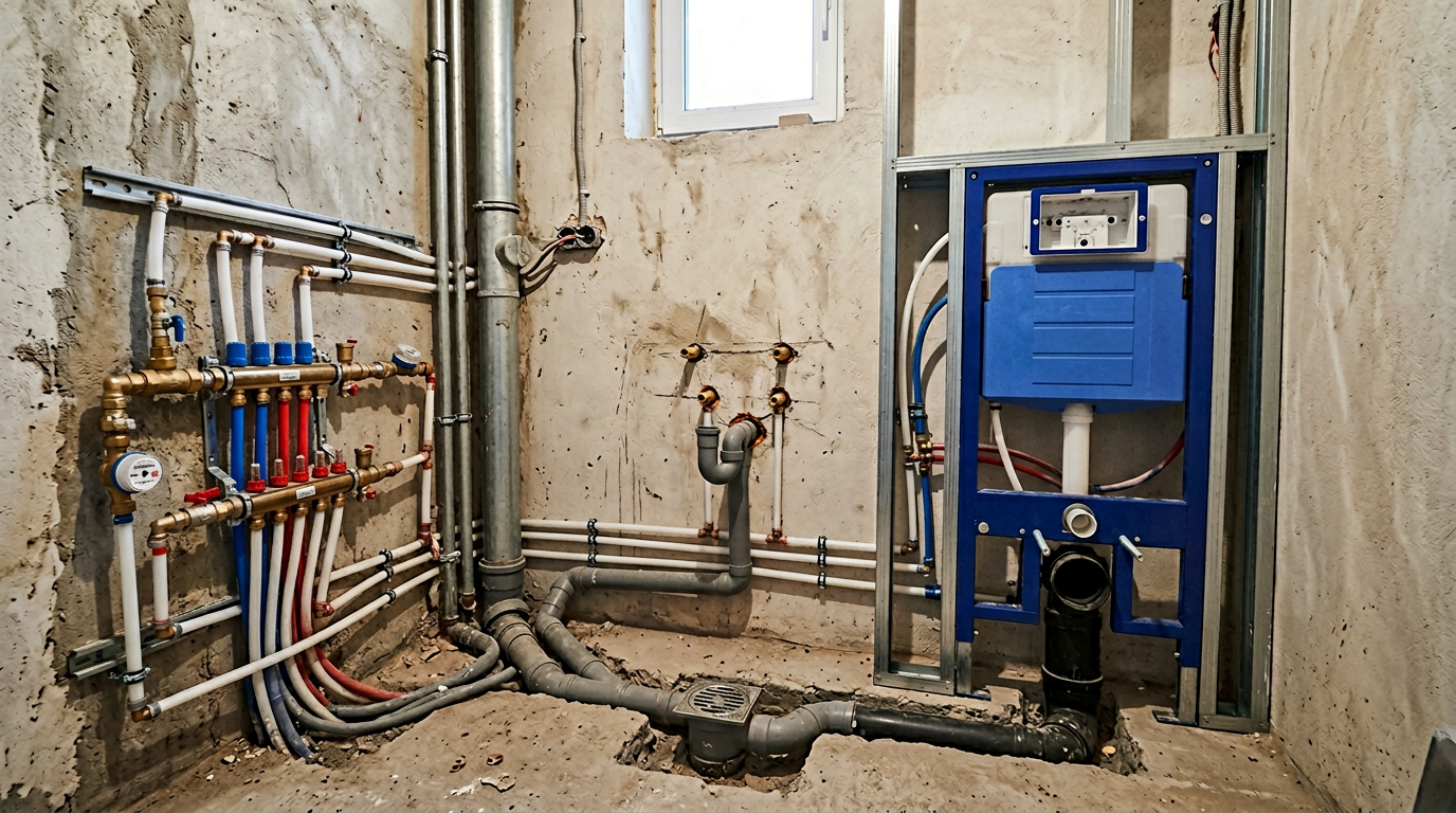 Сантехника: разводка труб, узлы и инсталляции в санузле